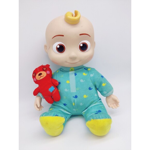 Cocomelon Musical Bedtime JJ Doll Plush singing Toy Doll Cute Baby W/ Teddy Bear - Picture 2 of 8